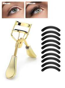 11 件不锈钢睫毛夹，配有替换硅胶垫，便携式睫毛夹，卷曲造型，眼部化妆工具，免睫毛，睫毛提升 - 彩色 - 查看 2