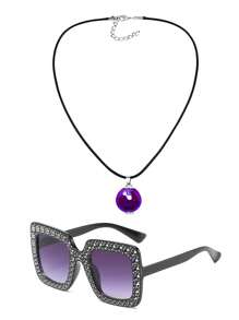 Forever & Moment 2pcs 70s Disco Accessories, Women's Disco Costume Jewelry, Sparkly Necklace And Glasses - Multicolor - View 14