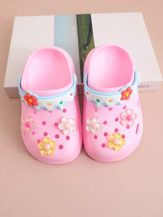 儿童拖鞋时尚可爱花童凉鞋透气防滑室内外花园沙滩拖鞋户外运动旅游度假街拍软底宝宝拖鞋。