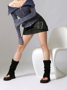 Sandales lanières plissées sexy western pour femmes, bottes hautes