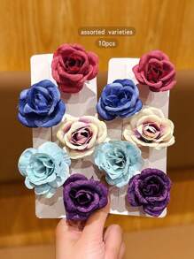 10pcs Colorful Sweet Floral Hair Clips, Suitable For Daily Use Hair Accessories
