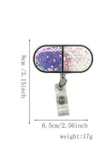 亚克力流沙身份证徽章卷轴，可伸缩心形夹子，适用于医生/护士，可拉伸徽章夹，工作身份证夹，学生证