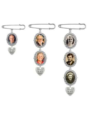 1pc Pin Brooch DIY Bridal Bouquet Blank Photo Pendant Wedding Bouquet Memory Charm Double Oval Glass Round Border Tray Photo Frame With Heart Angel Pendant Wedding Engagement Party Festive Heart Vintage School Office Accessories Shirts Jacket Jewelry Christmas Halloween Clothes Pin Funny Cute Teacher Gifts