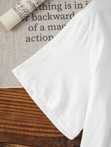 Women's Solid Color Round Neck Short Sleeve Casual Loose T-Shirt - White - View 4