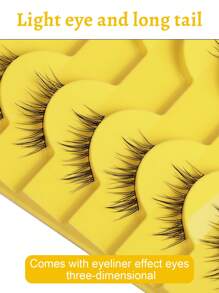 10 Pairs Southeast Asia Style C-Curl Semi-Permanent False Eyelashes, Natural & Lengthening, Faux Mink Lashes With Attached Eyeliner