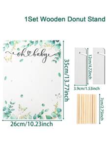 1Set 26*35cm Wooden Doughnut Display Stand Holder Board,Suitable For 9 Donuts, Food Display Racks, DIY Dessert Decoration Props, Cake Decoration Racks,Green Leaf Design Pattern,Birthday Party Table Decor Babyshower Wedding Gender Reveal Party Supplies