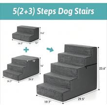 Escaleras de perro para perros pequeños, escaleras extraíbles de 5 niveles más anchas para sofá y cama, escaleras antideslizantes para perros de 23.6 pulgadas de alto, para cachorros y - Gris Claro - Ver 3