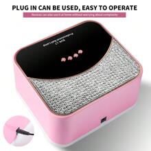 Nueva lámpara de uñas con adhesivo de diamante, lámpara de uñas profesional SUN L7 de 45 LED - Diseño cuadrado rosa con cristales incrustados, 4 ajustes de temporizador, curado rápido para esmalte de gel/UV, para salones y manicuras en casa - Rosa