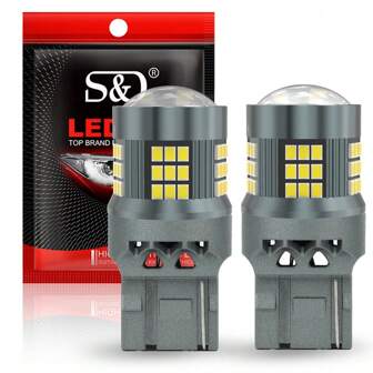 S&D 2 piezas Bombilla LED T20 7440 W21W, 7443 W21/5W Luz de señal de giro, chips 3014, luz de señal automotriz, luz de freno trasera, bombilla de retroceso blanca de 12V