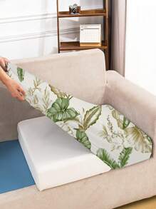1 pièce Housse de canapé d'extérieur imprimée de feuilles, housse de siège de canapé amovible et élastique en polyester, pour patio, véranda, meuble de jardin