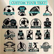Customized Metal Logos For Football Decor, Basketball Decor, And Rugby Players,Room Decor Gifts For Football , Basketball, And Rugby Enthusiasts, Customized Wall Decorations For Football, Basketball, And Rugby Players, Player Name Logos, Gifts For Football Players, And Sports Wall Paintings Wall Decor Birthday Graduation