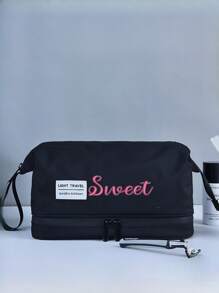 1pc Customizable Expandable Men's Toiletry Bag, Personalized Embroidered Text Storage Pouch, Portable Travel Cosmetic Bag, Large Capacity Grooming Kit, Wet & Dry Separated Wash Bag, Suitable For Daily Use And As A Gift For Family, Friends, Father, Christmas, Easter, Father's Day, Valentine's Day, Birthday - Multicolor - View 8