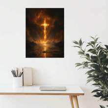 Jesus Cross Framed Waterproof Canvas Painting Ready To Hang For Living Room Bedroom Office Christian Canvas Wall Painting