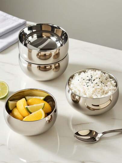 1 st 316 rostfritt stål dubbellager anti-scald anti-dropp skål, lämplig för vuxna, barn och spädbarn