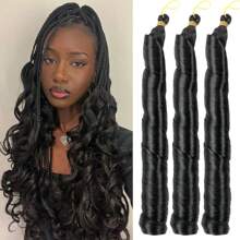 3 Pcs Synthetic French Curl Braiding Hair 22 Inch Loose Wave Braiding Hair Extensions Pre Stretched Crochet Braids For Women