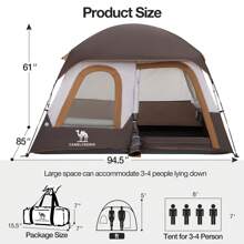 CAMEL CROWN 4 Person Tent Waterproof Lightweight Portable Backpacking Tent For Outdoor Camping Hiking