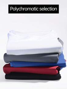 Set de 5 camisetas de manga corta atléticas para hombres, súper delgadas, cuello redondo, livianas para deportes, correr, gimnasio