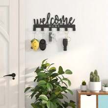 Wall Mounted Key Hook Rack In Modern Fashion Style With Powder-Coated Finish, Sleek Metal Keychain Holder For Entryway, Hallway, Bedroom Or Office, Easy Installation With Included Hardware, Sturdy Wall Decor And Practical Organization Solution For Coats, Bags, Keys, And Small Accessories Versatile Space-Saving Rust-Resistant Scratch-Resistant Minimalist Clean Lines Indoor Use Gallery-Ready Decorative Accessory Solution For Entryway And Living Areas - Black - View 2