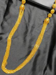 2pcs Luxury Gold Tassel Necklace & Earrings Set, Bridal Jewelry Accessories, Perfect For Wedding, Prom, Festivals, Valentine's Day, Mother's Day, Party, And More,Mom,Mother,Mother's Day,Gift - Yellow Gold - View 3