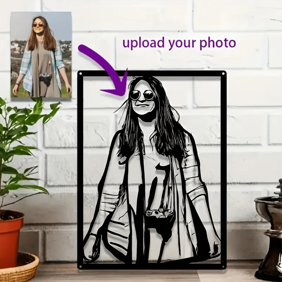 Customized Metal Portrait Wall Art - Modern Iron Art Decor, Suitable For Bedroom, Living Room, Study And Hallway, Unique Gift Idea, Easy To Upload Photos, Room Decoration Gifts Birthday Graduation,Multi-Functional, ,Ornamental,Reusable,Exquisite,Stylish,High-Quality,Colorful,Modern,Custom,Personalized,Unique,Ideal Gifts For Him,Ideal Gifts For Her,Boyfriend,Dad,Girlfriend,Mom,Family,Friends,Tea Room,Home,Garden,Office,For Anniversaries,For Valentine's Day,For Mother's Day,For Birthdays,For Father's Day,For Graduation,For Weddings,For Housewarming,Home Decor,Home Decor