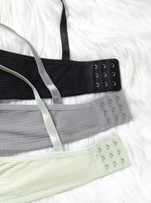4pcs/Set Teen Girls Simple Solid Color Bralette - Multicolor - View 5