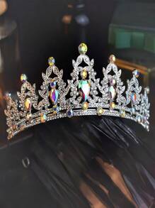 GCGIGUI 1pc Bride Gold Color Rhinestone Headpiece, Crystal Wedding Tiara Crown, Princess Birthday Adult Crown, High-End. Festival,Party - Gold - View 13