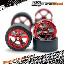 Kicarmod Llantas de goma KicarMod 1/64, neumáticos delanteros pequeños y traseros grandes, D: 11mm*13mm, radios de estrella de cinco puntas, neumáticos para piezas modificadas de coche de juguete de deportivo o muscle car, adecuado para entusiastas del modelismo con cierta habilidad manual