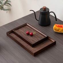 2pcs Tray & Placemat Set, Brown Premium Serving Tray Set
