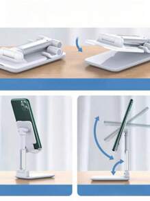 1pc Foldable Desktop Phone Stand For Desk, Height Adjustable Cell Phone Holder, Portable Cellphone Cradle Desktop, Women Travel Kitchen Essentials Fits All Mobile Phone