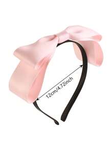 1pc Plain Cute Polyester Fabric Bowknot Headband, Large Size, Fashion, Versatile, For Women, Pink