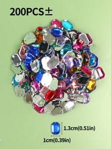 Akcesoria DIY: mieszanka kolorowych akrylowych koralików diamentowych, brokatowych cekinów i laserowych cekinów, stosowana w szyciu odzieży, około 200 szt. (50 g w opakowaniu)