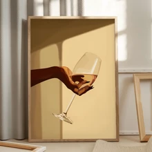 1 pieza - Elegante impresión en lienzo de copa de vino de una sola mano - Decoración moderna de pared sin marco para salas de estar, dormitorios, cocinas, oficinas en el hogar y baños - Colgante vertical único para uso en interiores/exteriores