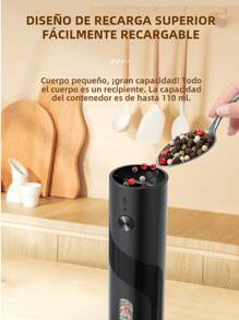 CLITON Molinillo Eléctrico de Sal y Pimienta, 3 Opciones: Recargable Individual / Recargable de 2 Piezas / Juego de Base Recargable, Batería Integrada de 300mAh, Carga USB, Molienda Automática con Una Mano con Luz LED, Accesorio de Cocina para Vacaciones - Multicolor - Ver 8