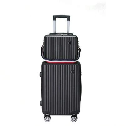 2-Piece Travel Set: A Stylish Makeup Case And Suitcase In 14 Inches And 20 Inches, Equipped With A Combination Lock And Large Capacity, Suitable For Business And Leisure Travel, Unisex, Ideal For Students' Daily Use.Autumn Outdoor Gear Luggage Case Trolley Suitcase Spinner Suitcase Travel Luggage Travel Suitcase Hardshell Suitcase Suitcase Luggage Carry-On Suitcase With Wheels Travel Essentials Durable For Men For Women For Vacation Travel Essential Travel Accessories Travel Organizer Travel Stuff