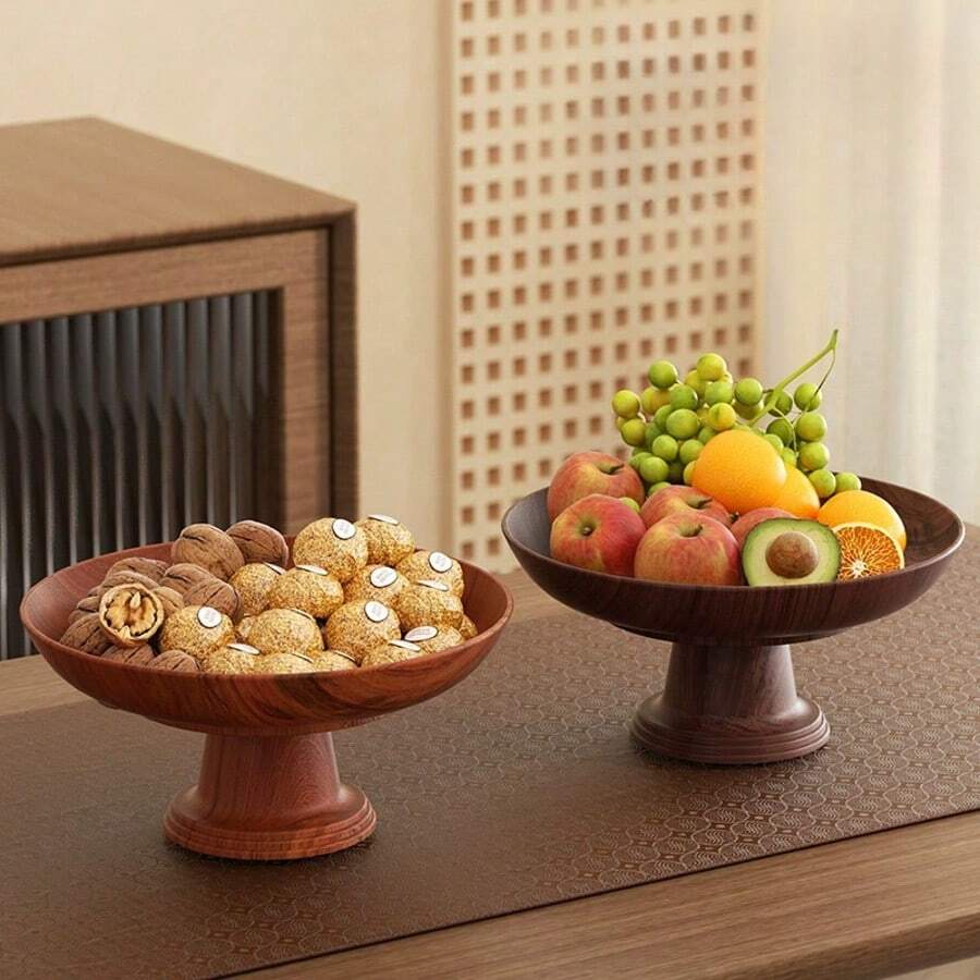 2 件/套 + 底座仿木纹高架零食水果碗，居家客厅乔迁新年节日宾客接待，甜点坚果盘