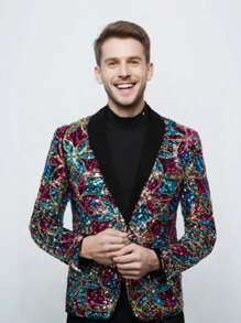 Suit Men's Stage Dress Performance Carved Suit Jacket Suitable For Attending Graduation Parties, Birthday Parties, Disco Nightclubs' Dresses