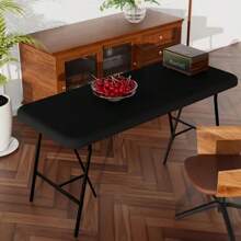 1 块涤纶弹性桌布 - 抗皱、可洗矩形桌布，适合野餐、派对、公园、露营和厨房使用 - 彩色 - 查看 4