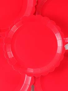 Platos de papel desechables con pétalos rojos de 7/9 pulgadas, suministros para fiestas, platos de fiesta desechables, decoraciones para fiestas, reuniones de fiestas de cumpleaños, fiestas de regalos, decoraciones de eventos de celebración - Rojo - Ver 3