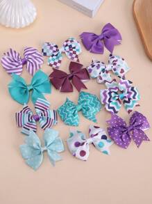 12pcs/Set Elegant Purple Floral Pattern Butterfly Hairclips, Sweet Cute Solid Hair Clips For Daily Use And Party
