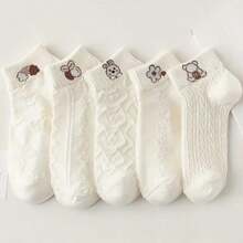 5 Pairs Of Cute Animal Pattern Knitted Socks - Breathable, Soft, Comfortable, Suitable For All Seasons, Perfect For Casual Or Outdoor Wear, Breathable Shoes | Animal Pattern Socks | Seamless Sock Structure - Multicolor - View 7