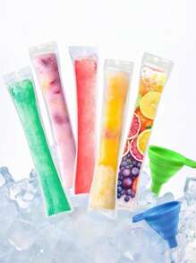 50 Stücke Gemüse, Saft, Püree, Speiseeis, Fruchteis Popsicle Beutel, wiederverschließbare Aufbewahrungsbeutel für hausgemachtes Eis und Lebensmittelverpackung, Party Küchen Geschenktüten, Einweg Lollipop Eisbeutel, Crushed Ice Beutel, selbstversiegelnde transparente Lollipop Eisbeutel