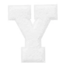 1/26件大號雪尼爾字母貼布，5英吋/12cm，熨燙/縫製，刺繡貼花，適用於DIY衣物修補與客製化－適合夾克、帽子、包包等 - 白色 - 查看 26