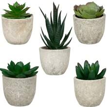 1 Set(5pcs Or 3pcs Or 2pcs)Artificial Succulent Plants Potted,Simulation Plants With Small Artificial Plants, Includes Flower Pots For Interior Home Decor, Office, Bathroom And Bedroom, Comes With Plastic Eucalyptus And Micro Wheat Grass Plants, Perfect For Indoor Desk Artificial Plant Decoration