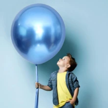 12 Large Chrome Metallic Balloon Balloons 16 Inches Large Round Balloons Premium Birthday Party Decoration - Blue - View 4