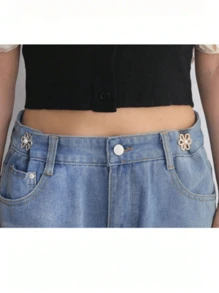 1/2pairs Six-Petal Buckle, Detachable, Invisible Waist Band, Flower Waist Tightener Buckle Pants Pins Collar Buttons Brooch Pins For Women Fashion