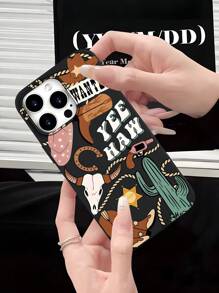 1pc Western Style Gedrukt 2D Patroon Populair Klassiek High-End Minimalistisch Vintage Western Esthetisch Ontwerp, Geschikt Als Cadeau Voor Vrienden, Familie, Koppels, Verjaardagen, Pasen, Ramadan - Zwarte Matte Zachte Schaal, Stofdicht & Waterdicht, Compatibel Met iPhone 16/15/14/13/12/11/Pro/ProMax/X/XR/XS/XSMax/7/8/Plus