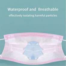 50Pcs Pink Disposable Face 3-Ply Filter Breathable Earloop Masks - 粉色 - 查看 3