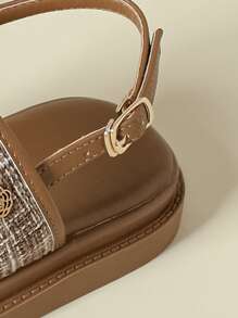 厚底女式搭扣凉鞋，棕色波西米亚度假复古露趾防滑舒适夏季新款厚底坡跟高跟鞋，时尚沙滩装，适合欧码 41-43