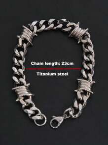 1pc Titanium Steel Rivet Bracelet With Wire Mesh Style, Fashionable Hiphop Jewelry Gift, Versatile And Personalized - Style 6 - View 5