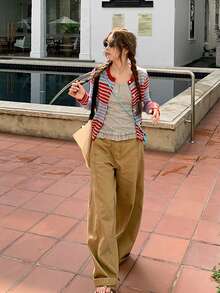 蕾丝边吊带背心，2025春夏新款修身小众无袖打底衫或外套，女士休闲款 - 灰色 - 查看 5